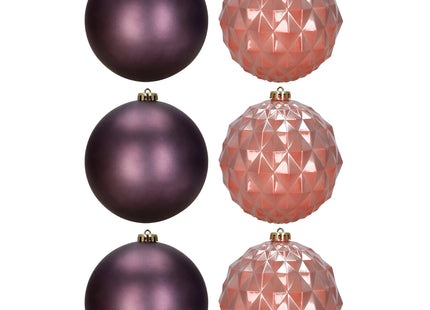 Kerstballen | 6 Stuks | 15 cm | Paars | Rose Goud