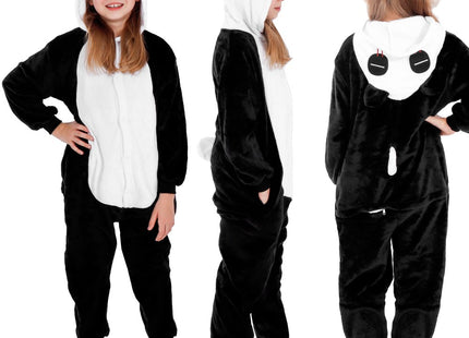 Onesie Kinderen | Panda | Maat 120/130 | Zwart/Wit