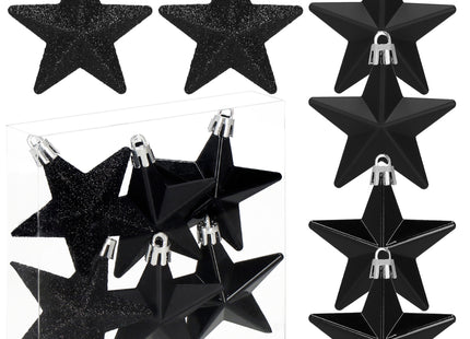 Kerstballen | Sterren | 6 Stuks | Zwart