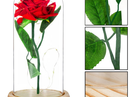 Roos | Valentijn | Rozen | LED | 22 cm | Rood/Groen/Naturel | Warm wit