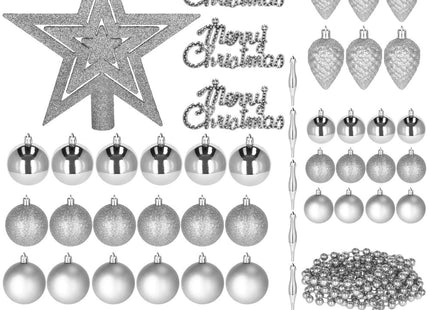 Kerstballen & Piek  | 51 Stuks | Zilver