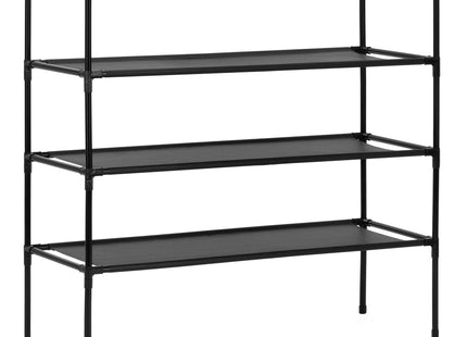 Schoenenrek | 9 - 12 Paar Schoenen | 3 Laags | Polyester/Metaal | Zwart | 28 X 72 X 72 CM