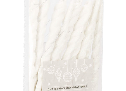 Kerstballen | Ijspegels |  10 Stuks | 12 cm | Wit | Glitter