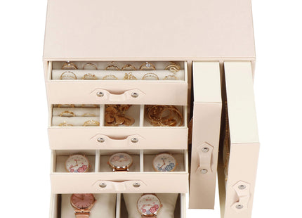 Sieradendoos | Juwelendoos | 6 Lagen | 26x22x18cm | Roze