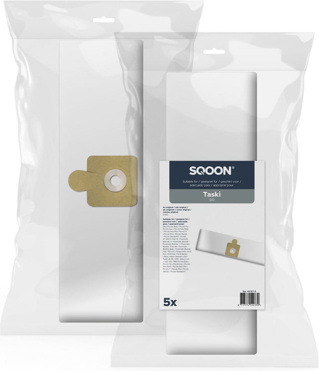SQOON® Stofzuigerzakken 5x Geschikt voor Taski GO / Blue Vac 11 / DiBO Piccolo