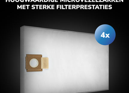 SQOON® Serviceset geschikt voor Parkside PPWD 30 - Gelijk aan model: 30381494, PPVFT 30 A1 - Ideaal voor het vervangen van stofzakken en filter in nat- en droogzuigers