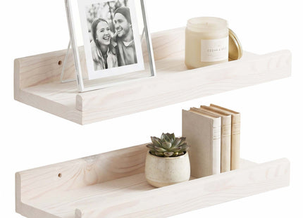 Wandplank - Boekenplank - Ophangbaar - Kruidenplank- Wit- Grenenhout - 10 Kg - 30 cm - 2 Stuks