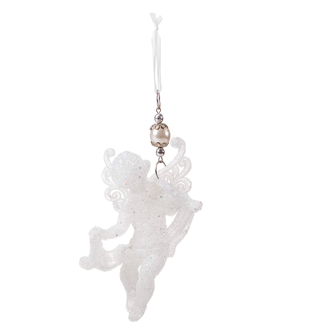 Kersthanger | Engel | Kerstboomhanger | Wit | Glitters | 13 cm