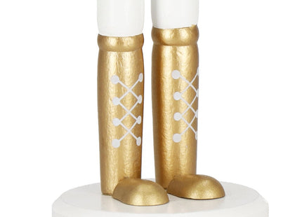 Notenkraker Kerst | Houten Soldaat | Kerstversiering | Goud/Wit | 30,5 cm