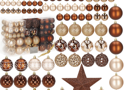 Kerstballen & Piek | 101 Stuks | Bruin/ Rose Goud
