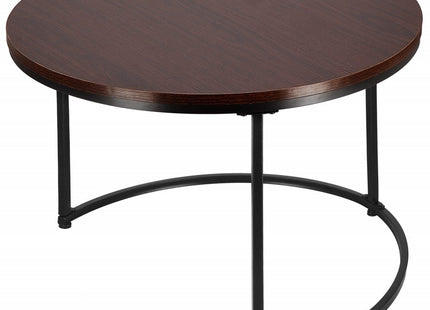 Salontafel | Salontafel Set | Rond | 2-Delig | Zwart/Donkerbruin