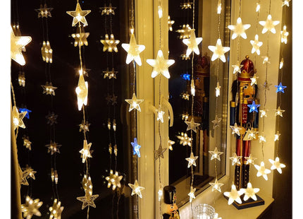 Kerstverlichting Sterrengordijn | 136 LEDs | Warm Wit