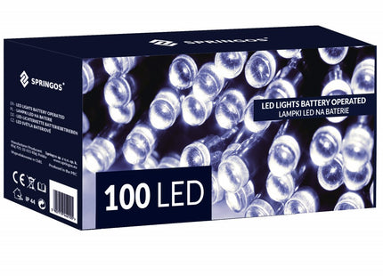 Kerstverlichting | 10,5 m | Batterij | 100 LED | Koel Wit