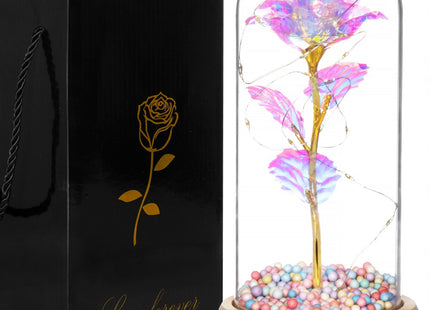 Roos | Valentijn | Rozen | LED | 22 cm | Goud/Kristal/Naturel | Warm wit