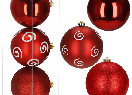 Kerstballen | 3 Stuks | 15 cm | Rood | Wit