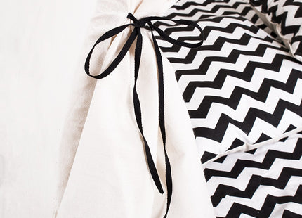 Tipi Tent | Wigwam Speeltent | 120x100x180 cm | Met Mat en Kussens | Naturel Zwart | Golven