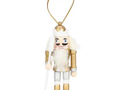 Notenkraker Kerst | Houten Soldaat | Kerstversiering | 3 Stuks | Zilver/Wit/Goud | 8 cm