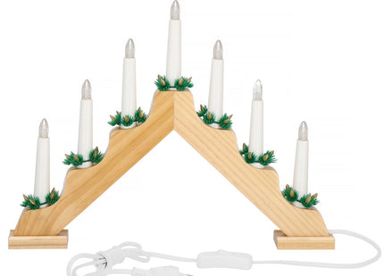 LED Kaarsenbrug | Snoer | Hout | Warm Wit