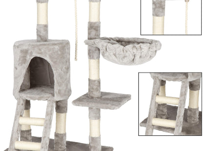 Krabpaal - 5 Etages - Voor Katten - Toren - Meubelbescherming - 56 x 30 x 96 cm - Grijs/ Creme
