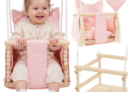 Babyschommel - Kinderschommel - Schommel Met Kussen -  Hout - Polyester - 25 kg -  35 x 35 x 25 cm