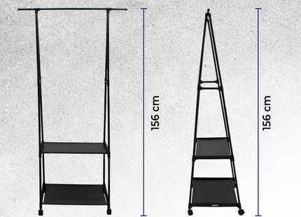 Kledingrek | Op Wielen | Schoenenrek | Verstelbaar | 55-84 X 43 X 156 cm | Zwart