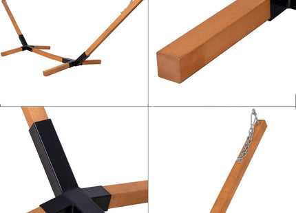 Hangmatstandaard |  Eenvoudige Montage | Weerbestendig | 300 x 100 cm | Hout/Zwart