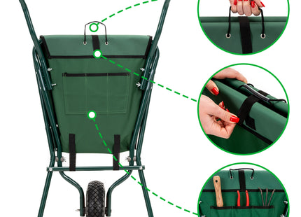 Kruiwagen | Opvouwbaar | Kruiwagenwiel | 50L | 30kg Draagvermogen | Groen