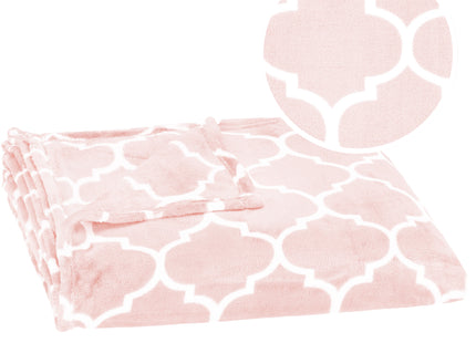Plaid | Sprei | Bankdeken | Deken | 150 x 200 cm | Pluche | Roze | Marokkaanse klaver