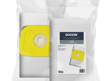 SQOON® Stofzuigerzakken Geschikt voor Lux D820 / Classic / Royal - Model 105023001 - High Filtration met Rubber Afdichting - 10 Stuks
