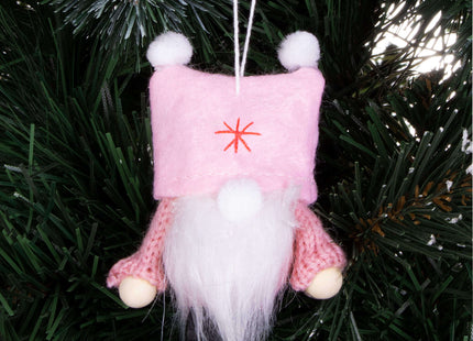 Kerstkabouter - Kersthanger - Kerstdwerg - Kerstversiering - Roze - 8 cm