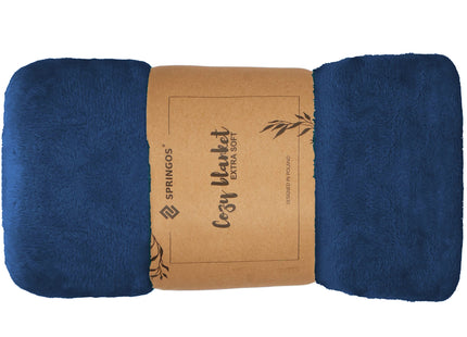 Plaid | Sprei | Deken | 160 x 90 cm | Pluche | Marineblauw
