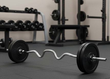 Actiget®  Curlstang | Halterstang | Barbell | Chroomstaal | Verbogen | 120 cm | 25 mm | 2 Klemmen