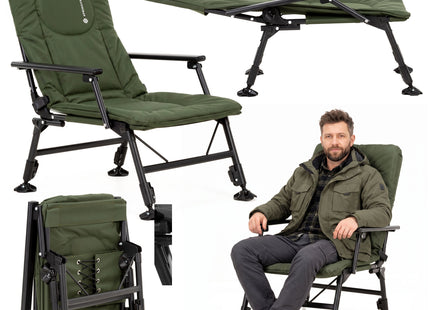 Campingstoel | Visstoel | Opvouwbaar | Groen | Staal | Polyester | 57 x 71 x 90 cm | 140 Kg