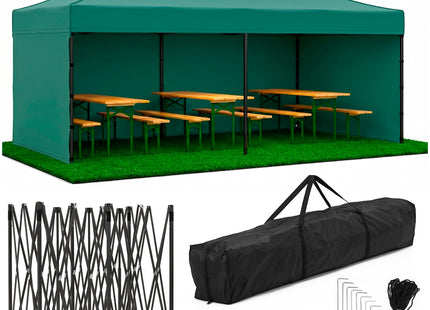 Partytent - 600x300x310xcm - Hoogte Verstelbaar - PVC - Polyester - Harmonica- Frame - Groen