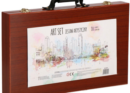 Tekendoos | Tekenkoffer | 80 Delig | 37 x 23 x 4.5 cm | Hout