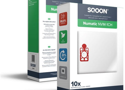 SQOON® - Stofzuigerzakken geschikt voor Numatic Henry, Hetty, James en PPR-240 | NVM 1CH | Model 604015 - 10 stuks