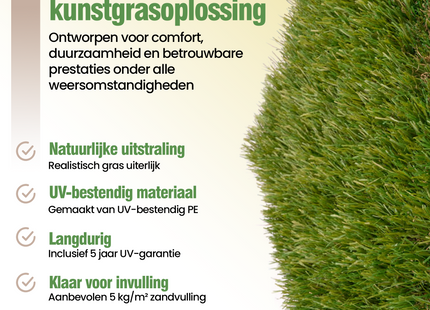 Muntel® Kunstgras - 1 x 2 M - 45 MM Polhoogte - Sandra