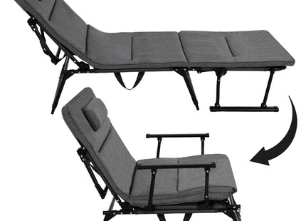 Tuinstoel 2 In 1 |Opvouwbaar | Ligstoel | Verstelbaar | Ergonomische Hoofdsteun | Zwart