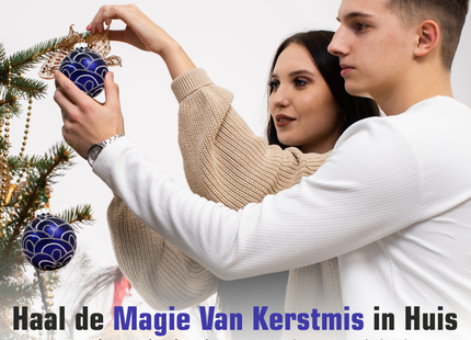 Kerstballen Glas | 4 Stuks | Glas | Donkerblauw | Zilver | Ø 75 mm