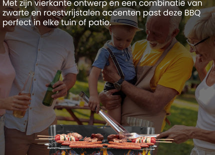 Houtskool barbecue - Zuil barbecue - BBQ - Asopvangbak - Schuifregelaar - RVS  - Zwart