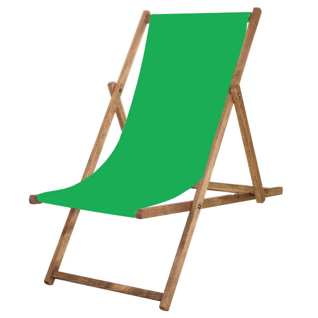 Houten Ligstoel | Strandstoel | Ligstoel | Verstelbaar | Beukenhout | Handgemaakt | Groen