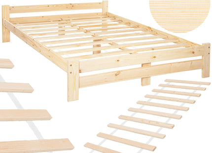 Tweepersoonsbed - Met Lattenbodem - Massief - Naturel -  200x160 CM