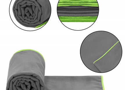 Strandlaken | Badlaken | Strandhanddoek | Microvezel | 90 x 180 cm | Grijs/Groen