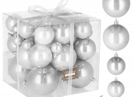 Kerstballen | 37 Stuks | 3/8 cm | Parelgrijs