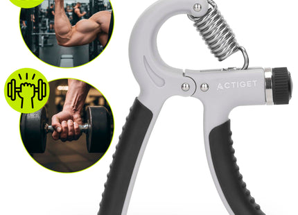 Actiget® Handtrainer | Handknijper | Verstelbaar | Grijs/Zwart | 20-50 Kg