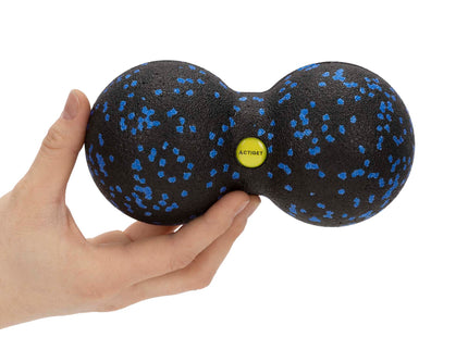 Massage Bal | Triggerpoint Bal | Peanut Ball | Lacrosse Bal | Massage | Blauw/Zwart | 16 cm