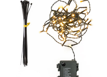 Kerstslinger met Verlichting 3 Meter – 70 Warm Witte LED Lampjes – Dennenappels en Rode Bessen – 8 Lichtstanden – Timer – IP44 – Binnen en Buiten