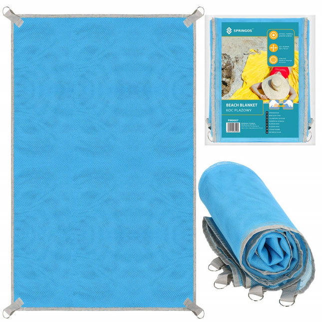 Strandmat | Strandkleed | Strandlaken | Zandvrij | 200 x 150 cm | Blauw/Grijs