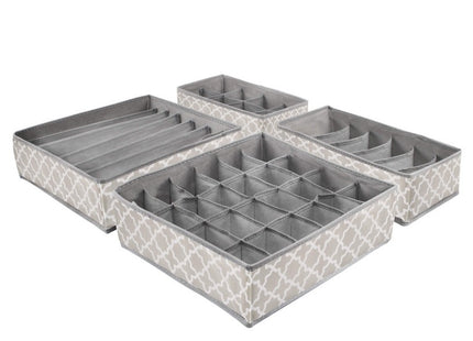 Lade Organizer Kast en Badkamer | 4 Stuks | Verschillende Afmetingen | Grijs/Wit Patroon