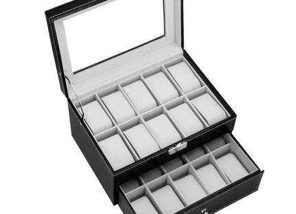 Horlogedoos - Horlogebox - Horlogeopberger - Zwart -  20 Horloges - 28 x 20 x 16,5 cm
